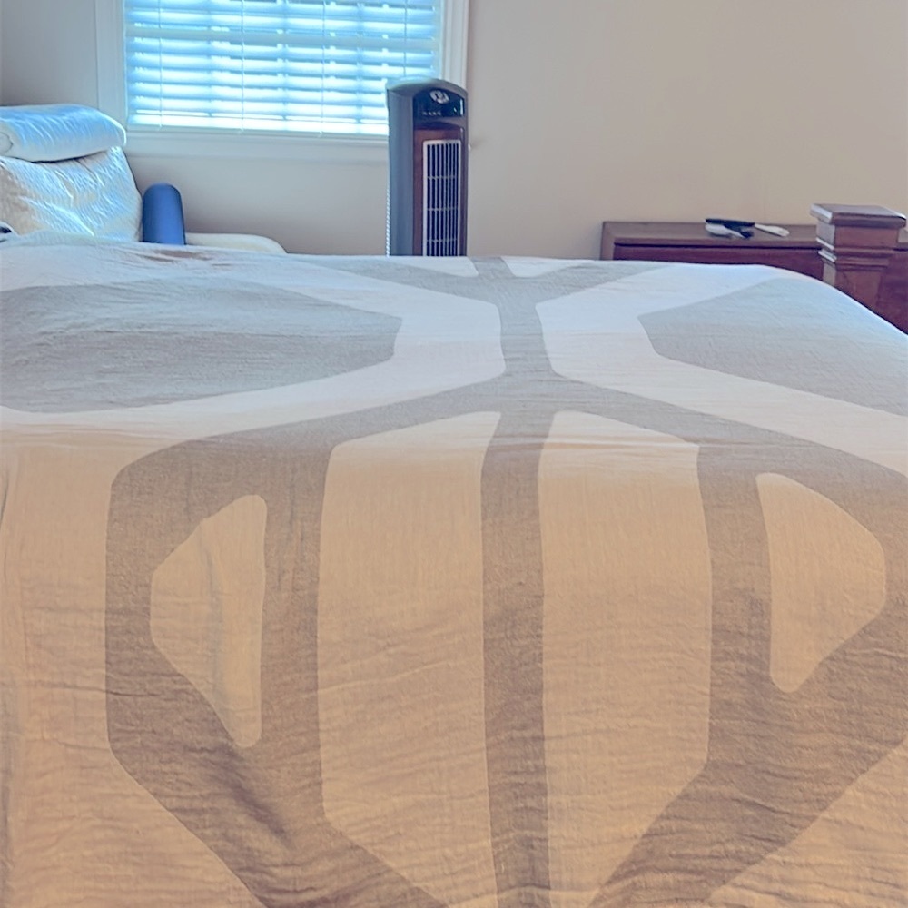 Olive Green + Cream Modern 
Honeycomb Blanket King Size Organic Cotton Sample - Picture 7 of 7